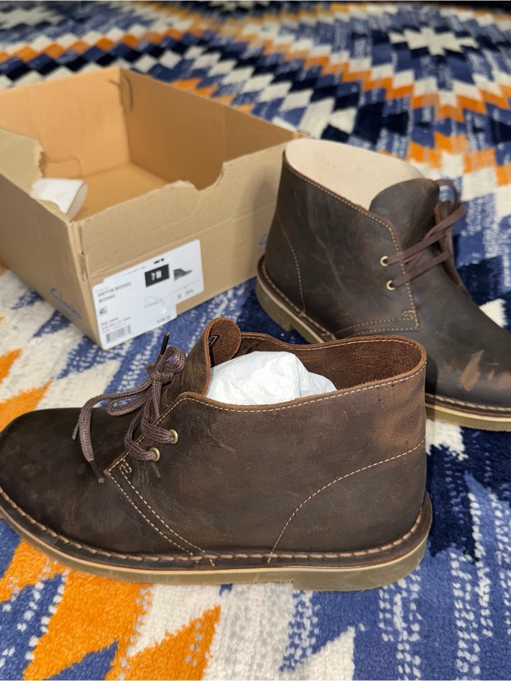 Clarks Collection Men's Shepton Boots Beeswax Leather Size 7M NWT/BOX